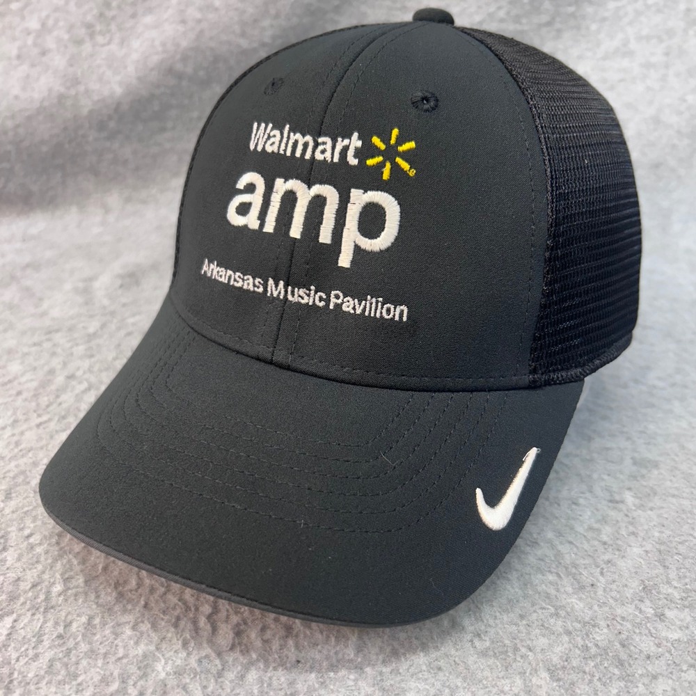 Walmart AMP Arkansas Music Pavilion Mens Black Nike Hat Legacy91 Trucker M/L